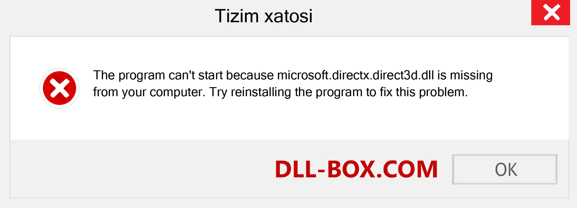 microsoft.directx.direct3d.dll fayli yo'qolganmi?. Windows 7, 8, 10 uchun yuklab olish - Windowsda microsoft.directx.direct3d dll etishmayotgan xatoni tuzating, rasmlar, rasmlar
